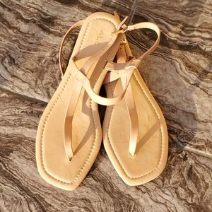 Aldo Nude Tan Leather Thong Sandals